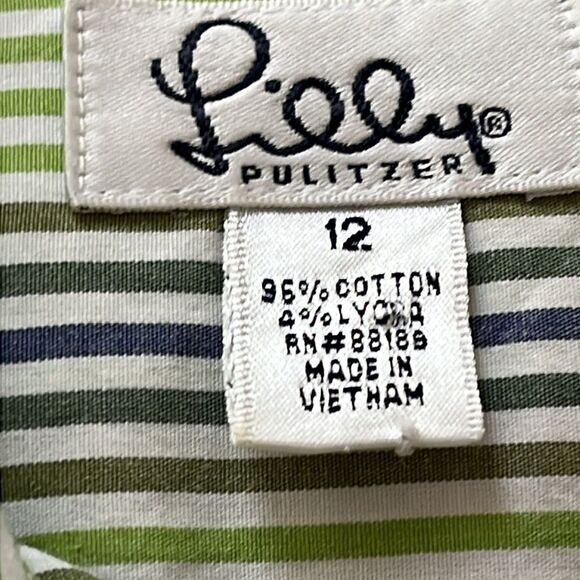 Lilly Pulitzer Vintage Striped Sleeveless Blouse Embroidered Palm Tree SZ 12 - Picture 6 of 7